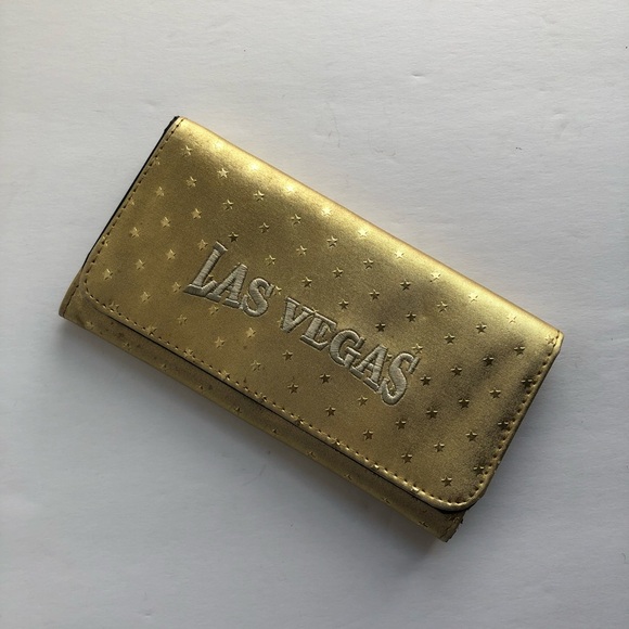 Las Vegas Embroidered Gold Star Print Wallet - Picture 1 of 4